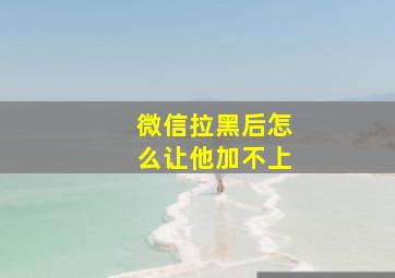 微信拉黑后怎么让他加不上