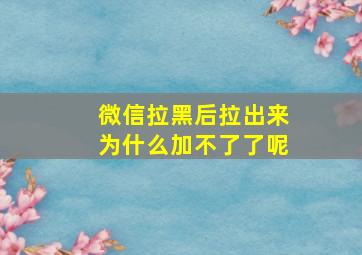 微信拉黑后拉出来为什么加不了了呢