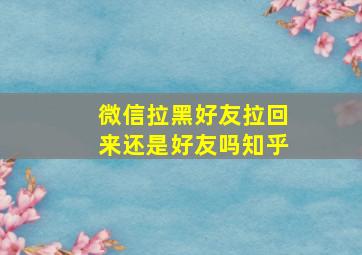 微信拉黑好友拉回来还是好友吗知乎