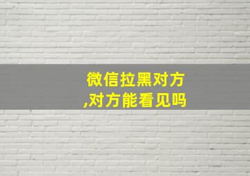 微信拉黑对方,对方能看见吗