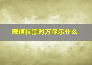 微信拉黑对方显示什么