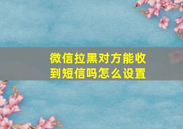 微信拉黑对方能收到短信吗怎么设置