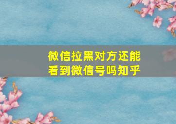 微信拉黑对方还能看到微信号吗知乎