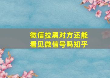 微信拉黑对方还能看见微信号吗知乎