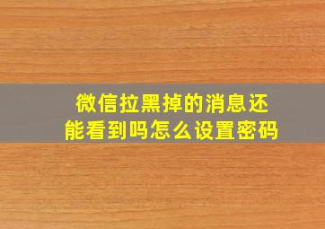 微信拉黑掉的消息还能看到吗怎么设置密码