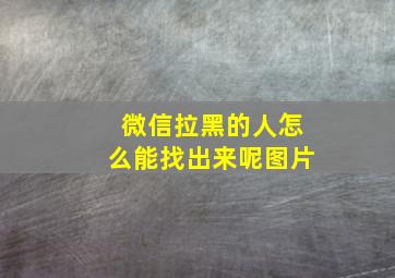 微信拉黑的人怎么能找出来呢图片