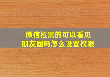 微信拉黑的可以看见朋友圈吗怎么设置权限