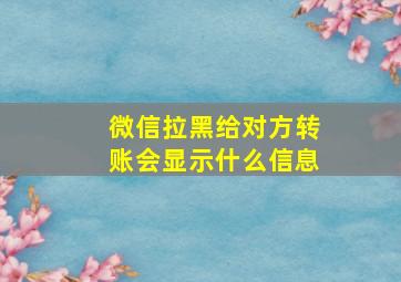 微信拉黑给对方转账会显示什么信息