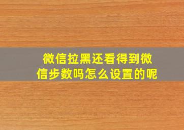 微信拉黑还看得到微信步数吗怎么设置的呢