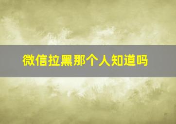 微信拉黑那个人知道吗