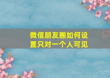 微信朋友圈如何设置只对一个人可见