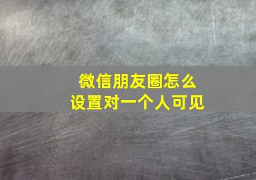 微信朋友圈怎么设置对一个人可见