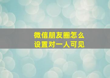 微信朋友圈怎么设置对一人可见