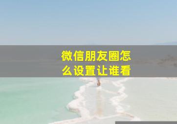 微信朋友圈怎么设置让谁看