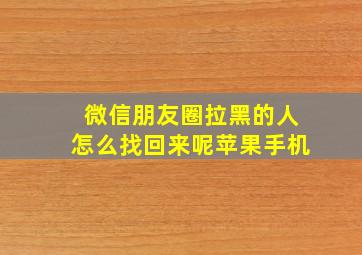 微信朋友圈拉黑的人怎么找回来呢苹果手机