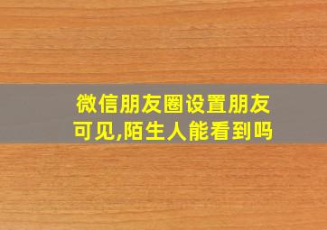 微信朋友圈设置朋友可见,陌生人能看到吗