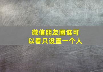 微信朋友圈谁可以看只设置一个人