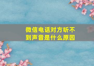 微信电话对方听不到声音是什么原因