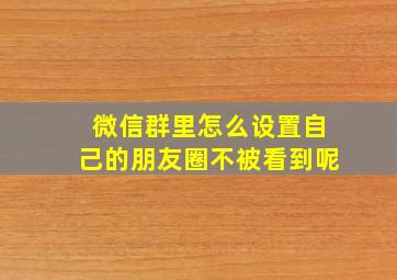 微信群里怎么设置自己的朋友圈不被看到呢