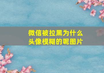 微信被拉黑为什么头像模糊的呢图片