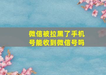 微信被拉黑了手机号能收到微信号吗