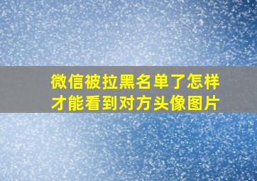 微信被拉黑名单了怎样才能看到对方头像图片