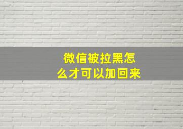 微信被拉黑怎么才可以加回来