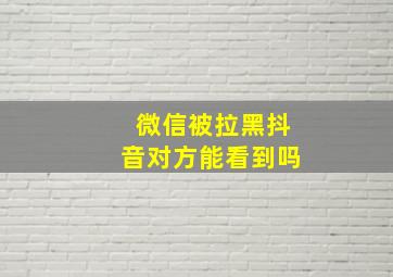 微信被拉黑抖音对方能看到吗