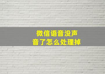 微信语音没声音了怎么处理掉