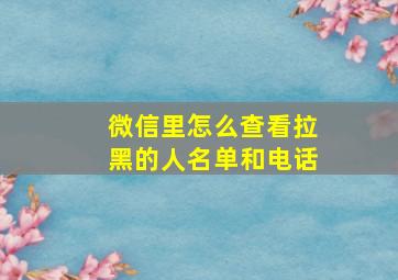 微信里怎么查看拉黑的人名单和电话