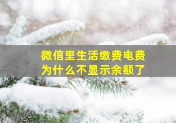 微信里生活缴费电费为什么不显示余额了