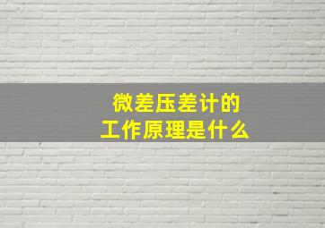 微差压差计的工作原理是什么