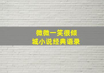 微微一笑很倾城小说经典语录