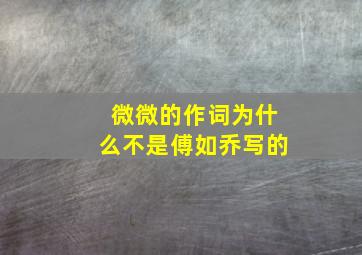 微微的作词为什么不是傅如乔写的