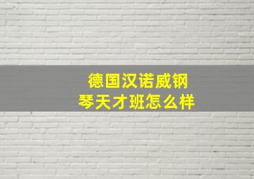 德国汉诺威钢琴天才班怎么样