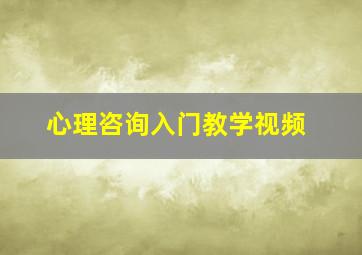 心理咨询入门教学视频