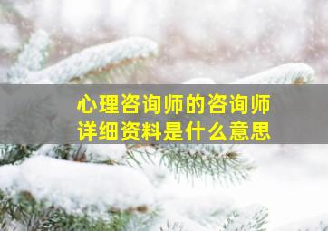 心理咨询师的咨询师详细资料是什么意思