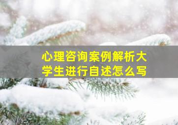 心理咨询案例解析大学生进行自述怎么写