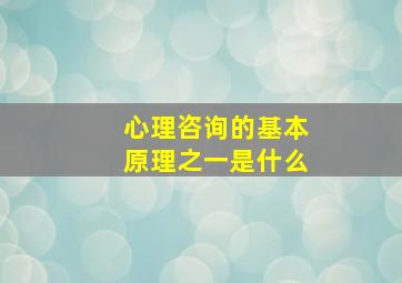 心理咨询的基本原理之一是什么