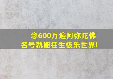 念600万遍阿弥陀佛名号就能往生极乐世界!