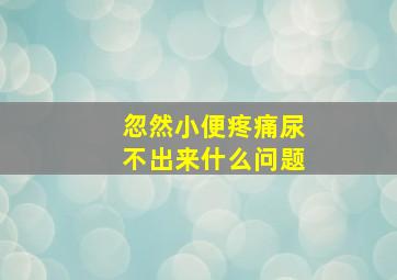 忽然小便疼痛尿不出来什么问题