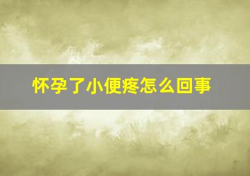 怀孕了小便疼怎么回事