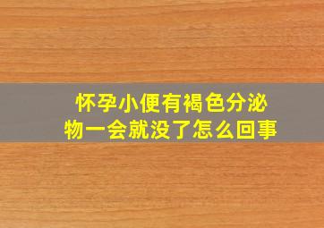 怀孕小便有褐色分泌物一会就没了怎么回事