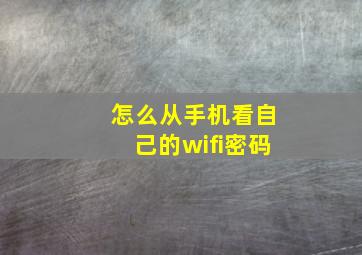 怎么从手机看自己的wifi密码