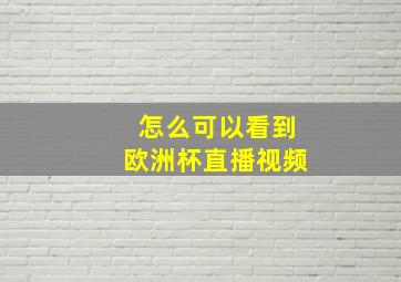 怎么可以看到欧洲杯直播视频