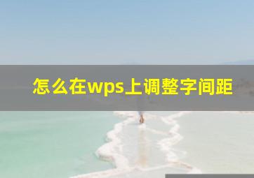 怎么在wps上调整字间距