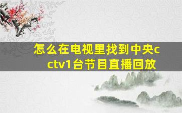 怎么在电视里找到中央cctv1台节目直播回放