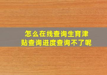 怎么在线查询生育津贴查询进度查询不了呢