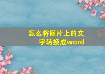 怎么将图片上的文字转换成word