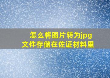 怎么将图片转为jpg文件存储在佐证材料里